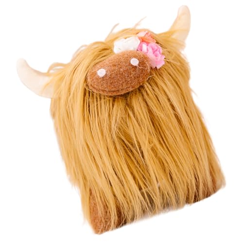 TOGEVAL Plüsch Kuh Kuscheltier Flauschiges Stofftier Braun Weiches Highland Cow für Realistisches Gefertigtes Plüschtier als und Dekoration von TOGEVAL