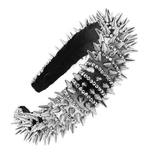 TOGEVAL Punk Stirnband mit Kristallnieten Gepolstert Bequem Halloween Karneval Party Kopfschmuck für Damen und Cosplay Leicht und Vielseitig für Alltag und Auftritte von TOGEVAL