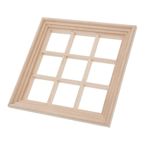 TOGEVAL Puppenhausfenster Simulationsfenster Für Puppenhaus Mini-fensterrahmen Vorhänge Für Puppenhäuser Puppenhaus Bilderrahmen Miniatur-puppenhaus-fensterrahmen Mini-möbeltür Holz Beige von TOGEVAL