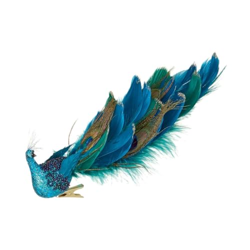 TOGEVAL Realistischer Pfau mit Bunten Federn Dekorativer Kunsthandwerk-gartenornament Lebensechter Tischschmuck für Haus Büro als Foto-Requisite und DIY Mikro-Landschaft von TOGEVAL