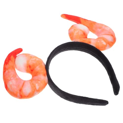 TOGEVAL Realistisches Garnelen Haarband Festival Accessoire Weiches Seafood Stirnband für Partys Auffälliges Kostüm Haarschmuck Bequemes Einzigartiges Kopfbedeckungsspiel von TOGEVAL