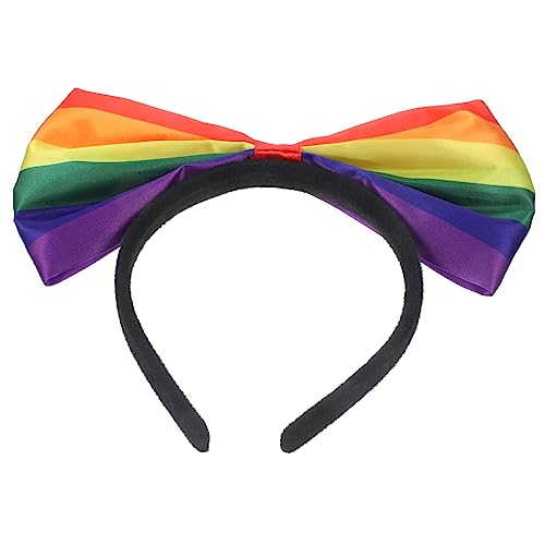 TOGEVAL Regenbogen Stirnband mit Schleife Damen Haarschmuck Elastisch Hautfreundlich Pride Accessoire für Karneval Festival und Alltag von TOGEVAL