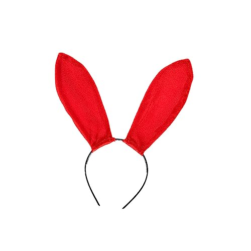 TOGEVAL Rotes Cosplay Hasenohren Haarreif aus Leichtem Samt Rutschfestes Party Kopfschmuck Accessoire für Performance Karneval und Festliche Anlässe von TOGEVAL