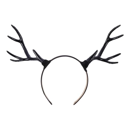 TOGEVAL Schwarzes Rentier Geweih Haarreif Party Stirnband Weihnachten Kostüm Accessoire für Erwachsene und Festliche Foto Requisite von TOGEVAL
