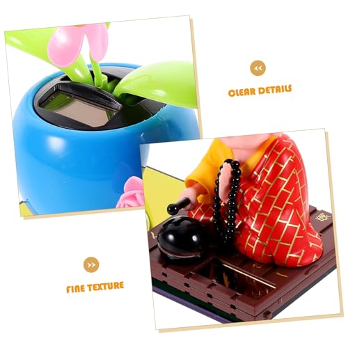 TOGEVAL Solar Auto Armaturenbrett Deko Figur Cartoon mit Blumentopf Solar Wackelkopf Statue Nodding Buddha Skulptur Fürs Auto Büro Wohnzimmer Kompakte Lustige Tischdekoration von TOGEVAL