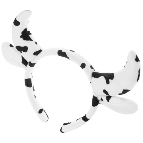 TOGEVAL Stirnband Mit Tierohren Tierische Stirnbänder Trachtenstirnbänder Für Damen Kuhhorn Stirnband Mit Kuh-print Tierohren-horn-stirnband Stirnbänder Für Zootiere Frauen Stirnband Stoff von TOGEVAL
