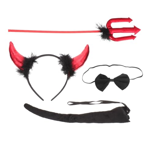 TOGEVAL Teufelshörner Haarreif Set Teilig Rotes Stoffhorn Schwarzes Kunstfell Cosplay Accessoire für Halloween Karneval Themenparty Damen Herren TOGEVAL Teufelshörner Haarreif Set Teilig Rotes Stoffhorn Schwarzes Kunstfell Cosplay Accessoire für Halloween Karneval Themenparty Damen Herren von TOGEVAL