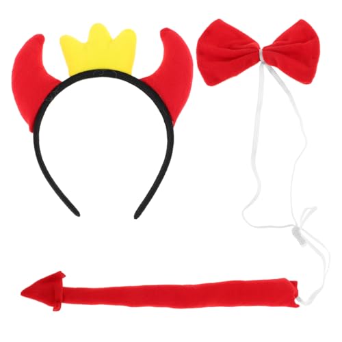 TOGEVAL Teufelshörner Haarreif Set mit und Fliege Halloween Kostüm Zubehör für Damen und Herren Vielseitig Tragbar für Karneval Fasching Modischer Kopfschmuck mit Einzigartigem von TOGEVAL