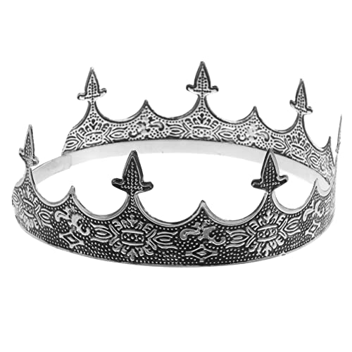 TOGEVAL Verstellbare Vintage Metallkrone für Herren Stabile Königliche Kopfbedeckung für Cosplay Hochzeit Party Abschlussball Robustes Design Klassisches Silber von TOGEVAL