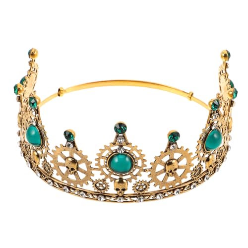 TOGEVAL Vintage Halloween Herren Königskrone mit Strass und Totenschädel design Mittelalterliches Steampunk accessoire für Karneval Cosplay und Königliche Kostümpartys Goldfarbene TOGEVAL Vintage Halloween Herren Königskrone mit Strass und Totenschädel design Mittelalterliches Steampunk accessoire für Karneval Cosplay und Königliche Kostümpartys Goldfarbene von TOGEVAL