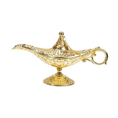 TOGEVAL Wunderlampe aus Metall Dekorative Geschnitzte Legendenfigur Goldfarbenes Retro Ornament für Wohnzimmer Schlafzimmer Büro und Geschenkanlass von TOGEVAL