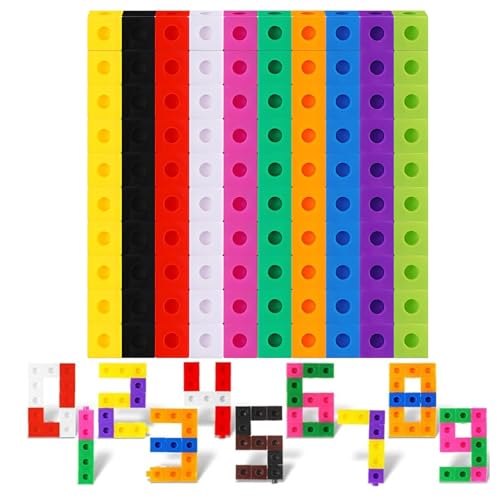 TOGHPUW 100 Stück Mathematikwürfel – 10 Farben, Brüche & Geometrie Mathematik Spielzeug für Kinder von TOGHPUW