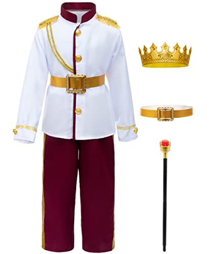 Charmantes Prinz-Kostüm für Kinder, Königskostüm, Königskostüm, Party, Cosplay, 10-11 Jahre, Weiß Charmantes Prinz-Kostüm für Kinder, Königskostüm, Königskostüm, Party, Cosplay, 10-11 Jahre, Weiß von TOGROP