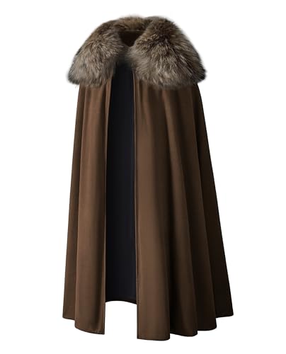 Wikinger-Bademantel für Herren, Fell-Schulter-Verlängerung, Umhang, mittelalterlicher König, Lord-Umhang, LARP, Cosplay, Braun, M von TOGROP