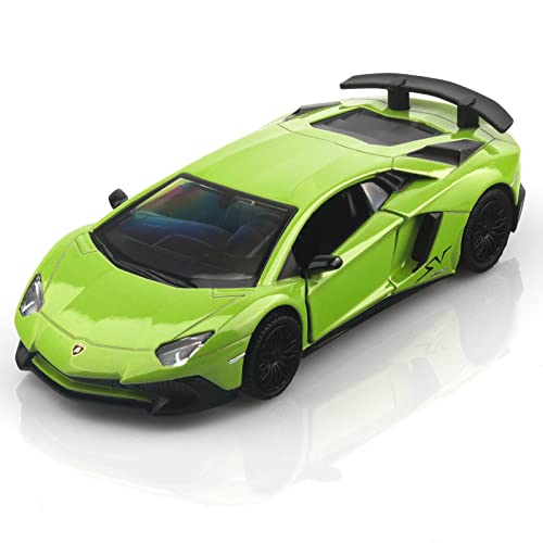 TOKAXI 1/36 Maßstab Lamborghini Aventador LP750-4 SV Diecast Modellautos, Rückziehfahrzeuge Spielzeugautos, Autos Geschenke für Jungen und Mädchen (Grün) von TOKAXI