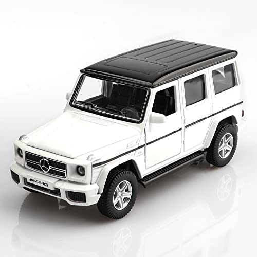 TOKAXI 1/36 Maßstab Mercedes AMG G63 Diecast Automodelle, Rückziehautos G-Klasse Spielzeugautos, Autogeschenke für Jungen und Mädchen (Weiß) von TOKAXI