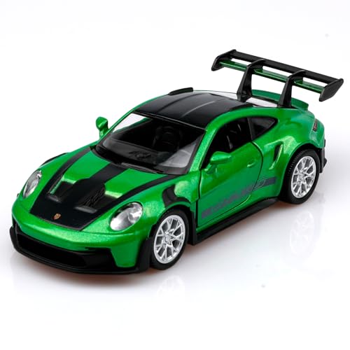 TOKAXI 1/36 Maßstab Porsche 911 GT3 Diecast Modellautos, Rückziehfahrzeuge Porsche 911 Spielzeugauto, Autos Geschenke für Jungen und Mädchen (Grün) von TOKAXI