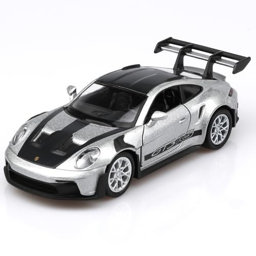 TOKAXI 1/36 Maßstab Porsche 911 GT3 Diecast Modellautos, Rückziehfahrzeuge Porsche 911 Spielzeugauto, Autos Geschenke für Jungen und Mädchen (Silber) von TOKAXI