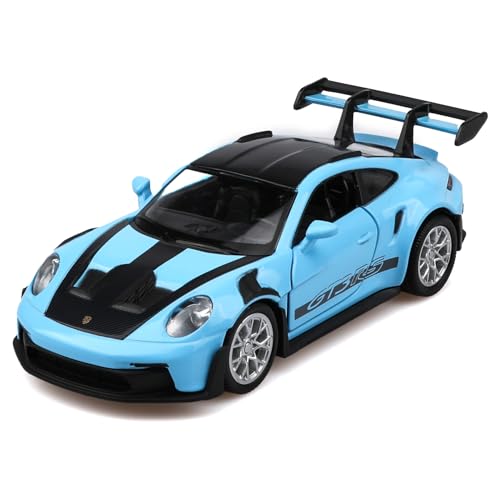 TOKAXI 1/36 Maßstab Porsche 911 GT3 RS Diecast Modellautos, Rückziehfahrzeuge Porsche 911 GT3 RS Spielzeugauto, Autos Geschenke für Jungen und Mädchen(Blau) von TOKAXI