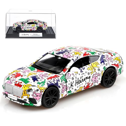 TOKAXI Bentley Continental GT Modellauto 1:36 – Keith Haring Edition, Künstlerisches Graffiti-Design, mit zu öffnenden Türen, Sammler-Spielzeugauto für Kinder & Auto-Fans von TOKAXI