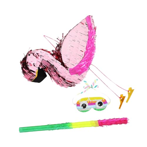 TOKIDNY 1 Satz Flamingo Piñata mit Augenmaske und Stock Lustige Dekoration für Geburtstagsfeiern Hochzeiten und Luau Partys Rosa Leicht für Interaktive Spiele und Familienunterhaltung von TOKIDNY