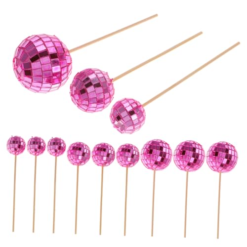 TOKIDNY 24 Stück Spiegel Kuchendekoration, Kuchenspieße, Kugeln, Dekorative Kuchenkugeln, Disco Spiegel Topper, Kugeln, Kuchenaufsatz Dekorationen, Mini Diskokugeln, Dekoration, von TOKIDNY