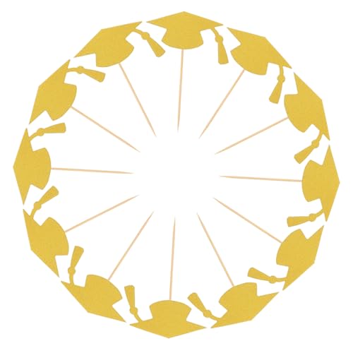 TOKIDNY 24 Stück Teiliges Graduation Cake Toppers in Gold Abschluss Tortendeko mit Einzigartigem Design Einfach zu Verwenden für Kuchen und Cupcakes für Abschlussfeiern und Partydekoration von TOKIDNY