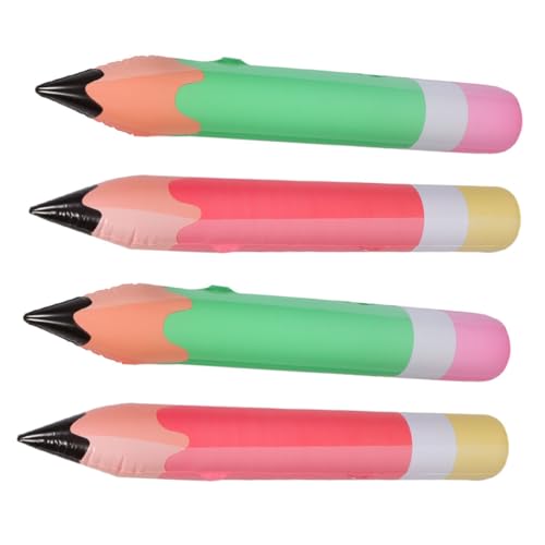 TOKIDNY 4 Stück Teiliges Aufblasbares Jumbo Bleistift aus Robustem PVC Große Schulanfang Deko mit Cartoon Design Einfach Aufzuhängen und Wiederverwendbar für Klassenzimmer und Partys von TOKIDNY