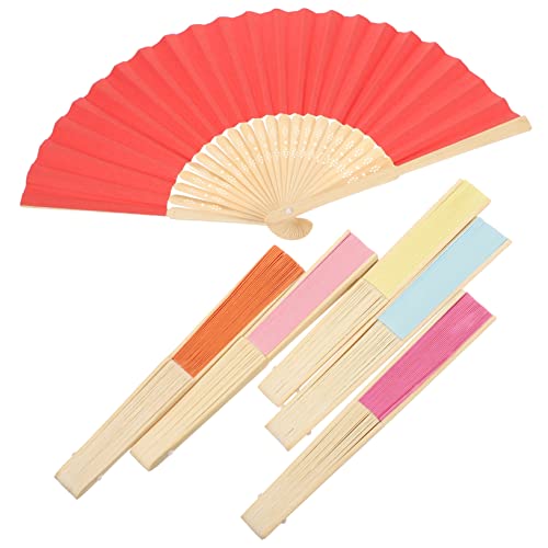 TOKIDNY 6 Stück Teiliges DIY Papierfächer Bunte Faltbare Blanko Handfächer Kreative Malvorlage für Klassische Faltbare Fächer für Bastelprojekte und Raumdekoration von TOKIDNY