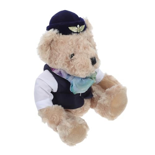 TOKIDNY Entzückende Pilotenbär-plüschpuppe, Kleine Piloten-bärenpuppe, Ausgestopfte Plüschbärenpuppe, Dekoration, Pilotenuniform, Niedliche Pilotenbärenpuppe von TOKIDNY