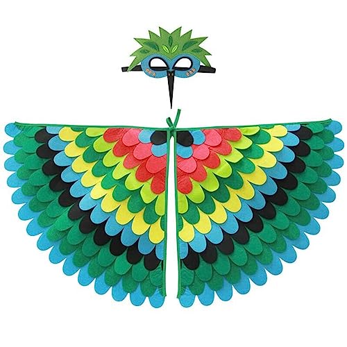 TOKYMOON 2 Pcs Vogelflügel Kostüm Umhang Kinder Vogeleule Eulen Kostüm mit Filzaugen Maske Buntes Flügel Cape Geschenk für Jungen Mädchen Flügel Set Halloween Karneval Cosplay Party Kolibri TOKYMOON 2 Pcs Vogelflügel Kostüm Umhang Kinder Vogeleule Eulen Kostüm mit Filzaugen Maske Buntes Flügel Cape Geschenk für Jungen Mädchen Flügel Set Halloween Karneval Cosplay Party Kolibri von TOKYMOON