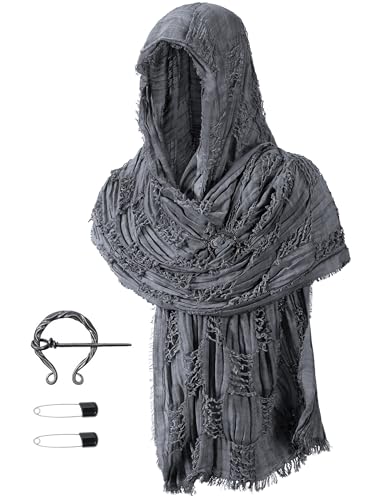 TOKYO REVENGERS Unisex Mittelalterliche Renaissance Kapuzenschal Multifunktionstuch Schal Umhang Halloween Cosplay Kostüm Brosche Zubehör Set (GR) von TOKYO REVENGERS