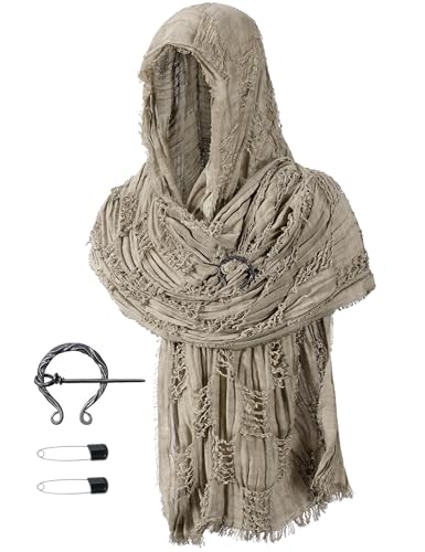TOKYO REVENGERS Unisex Mittelalterliche Renaissance Kapuzenschal Multifunktionstuch Schal Umhang Halloween Cosplay Kostüm Brosche Zubehör Set (KQ) von TOKYO REVENGERS