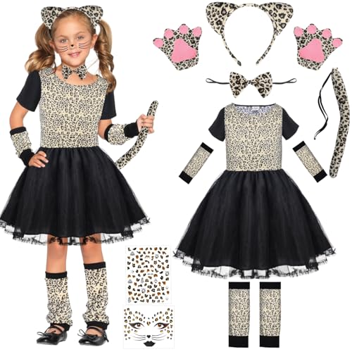 TOLOYE Leoparden Kostüm Kinder, Tierkostüm Kinder mit Leoparden Ohren Haarreif Gesichtsauflage Handschuhe Fliege, Faschingskostüme Kinder, Leoparden Kleid für Karneval Themenparty Kostüm Party (130) TOLOYE Leoparden Kostüm Kinder, Tierkostüm Kinder mit Leoparden Ohren Haarreif Gesichtsauflage Handschuhe Fliege, Faschingskostüme Kinder, Leoparden Kleid für Karneval Themenparty Kostüm Party (130) von TOLOYE