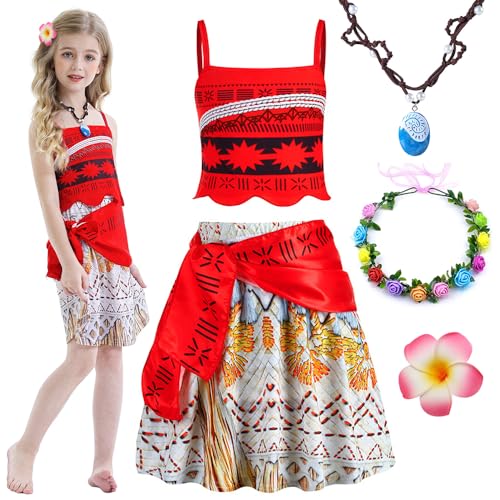 Vaiana Kostüm Mädchen, Moana Prinzessin Kleid mit Blumenkrone Halskette Blumenclip, Abenteuer Outfit, Faschingskostüme Kinder, Moana Vaiana Kostüm für Karneval Cosplay Geburtstagsfeier (A, 140) Vaiana Kostüm Mädchen, Moana Prinzessin Kleid mit Blumenkrone Halskette Blumenclip, Abenteuer Outfit, Faschingskostüme Kinder, Moana Vaiana Kostüm für Karneval Cosplay Geburtstagsfeier (A, 140) von TOLOYE