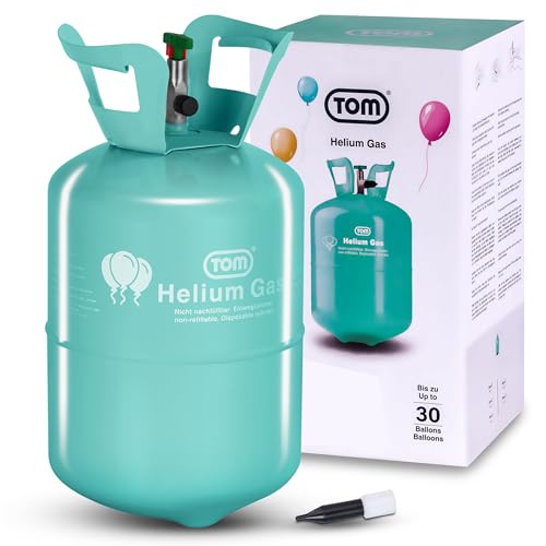 TOM Helium Gasflasche für bis zu 30 Luftballons - Geeignet für Folienballons, Geburtstag, Hochzeit & Co. von TOM