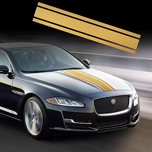 TOMALL 124.5cm x 22cm Auto Motorhaube Streifen Aufkleber Auto Racing Karosserie Seite Streifen Aufkleber Rock Dach Haube Stoßstange Streifen Aufkleber Vinyl Streifen Dekoration für Auto (Gold) von TOMALL