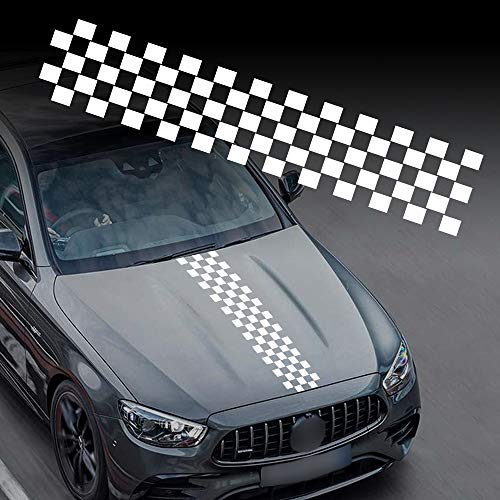 TOMALL 126.5cm x 23.5cm Haubenstreifen Aufkleber für Auto Auto Racing Karosserie Seitenstreifen Aufkleber für Autorock Dachhaube Stoßfänger Aufkleber Vinyl Aufkleber Dekoration für Autohaube (Weiß) von TOMALL