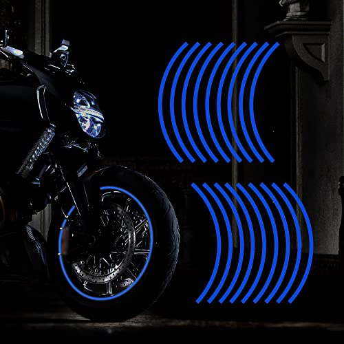 TOMALL 17'' Reflective Wheel Felgenstreifen Aufkleber für Motorradräder Auto Radfahren Fahrrad Fahrrad Nacht Reflektierende Sicherheitsdekoration Streifen Universal Felgenaufkleber (Blau) von TOMALL