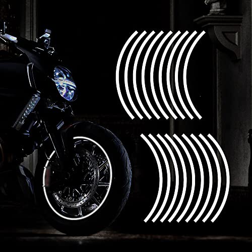 TOMALL 17'' Reflektierende Felgenstreifen Aufkleber für Motorradräder Auto Radfahren Fahrrad Fahrrad Nacht Reflektierende Sicherheitsdekoration Universelle Felgen Reflektierende Aufkleber (Weiß) von TOMALL