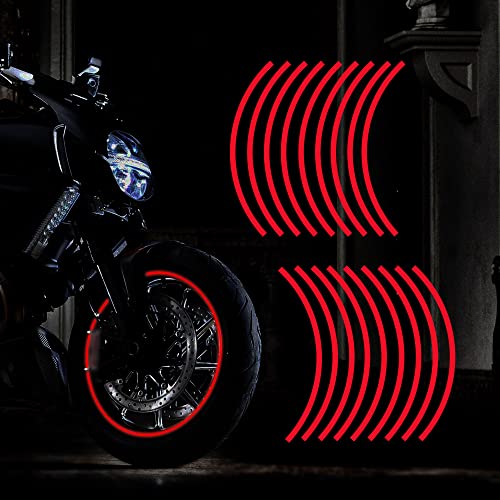 TOMALL 17'' Reflektierende Wheel Felgenstreifen Aufkleber für Motorradräder Auto Radfahren Fahrrad Fahrrad Nacht Reflektierende Sicherheitsdekoration Universelle Felgen Reflektierende Aufkleber (Rot) von TOMALL