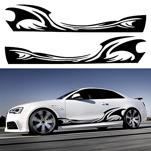 TOMALL 2 Stück 209 cm x 39 cm Wave Flame Graphic Car Body Side Flame Racing Sport Stripes Aufkleber für Auto Universal Vinyl Wasserdicht Aufkleber Dekoration Zubehör für LKW SUV Off-Road (Schwarz) TOMALL 2 Stück 209 cm x 39 cm Wave Flame Graphic Car Body Side Flame Racing Sport Stripes Aufkleber für Auto Universal Vinyl Wasserdicht Aufkleber Dekoration Zubehör für LKW SUV Off-Road (Schwarz) von TOMALL