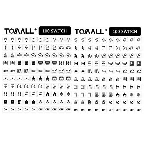 TOMALL 200 Stück Lichtschalter-Etiketten, Symbol-Aufkleber, Haushalt, transparent, Licht, Heizlüfter, Badezimmer, Küche, Waschraum, Grafik-Kit für Zuhause, Büro, Schule, öffentliche Orte von TOMALL