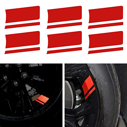 TOMALL 6 Stück Felgenstreifen, reflektierende Aufkleber für Auto, Vinyl, reflektierend, Sicherheitsdekoration, Streifen, Universal-Felgenaufkleber für Stoßstange, Kotflügel, Zubehör (rot) von TOMALL