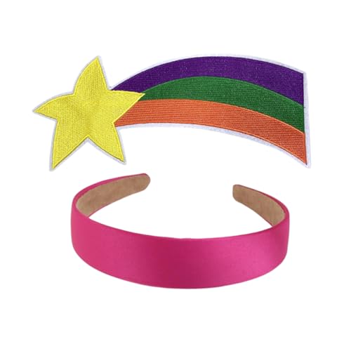 TOMIGO 2 Damen Kostüm Accessoires mit fleckigem pinkem Stirnband und großem Regenbogen Stern Aufnäher für Mädchen Halloween Cosplay TOMIGO 2 Damen Kostüm Accessoires mit fleckigem pinkem Stirnband und großem Regenbogen Stern Aufnäher für Mädchen Halloween Cosplay von TOMIGO