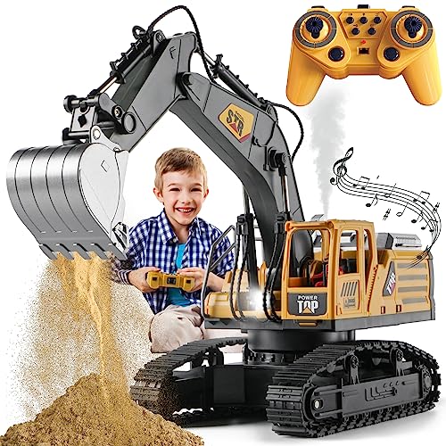 TOMOROY Fernbedienung Bagger Spielzeug 14 Kanal Fernbedienungsbagger Konstruktionsspielzeug Traktor, Simulierter Rauch, Klang, Beleuchtung, Metallgrabenkopf, RC-LKW-Geschenke für Jungen TOMOROY Fernbedienung Bagger Spielzeug 14 Kanal Fernbedienungsbagger Konstruktionsspielzeug Traktor, Simulierter Rauch, Klang, Beleuchtung, Metallgrabenkopf, RC-LKW-Geschenke für Jungen von TOMOROY