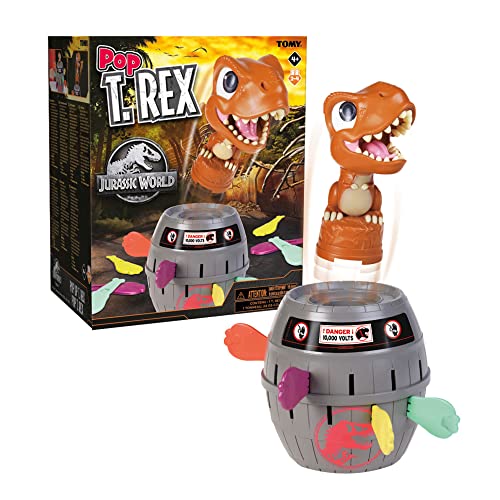 Tomy Pop Up Trex Classic Action Spiel, Familie & Vorschulkinder Jurassic World Spiele, für Kinder 4, 5, 6, 7, 8 Jahre alt Jungen & Mädchen & Erwachsene von TOMY Games