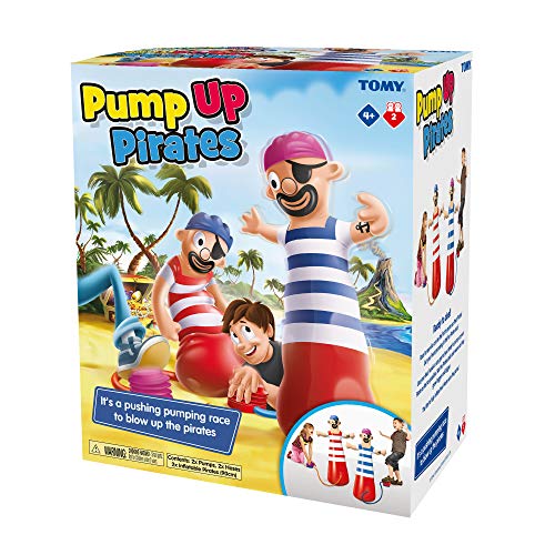 TOMY Pump Up Pirat Kinder Action Brettspiel Familie & Vorschulkinder Spiel Action Spiel für Kinder 4, 5, 6, 7, 8 Jahre alt Jungen & Mädchen & Erwachsene von Tomy