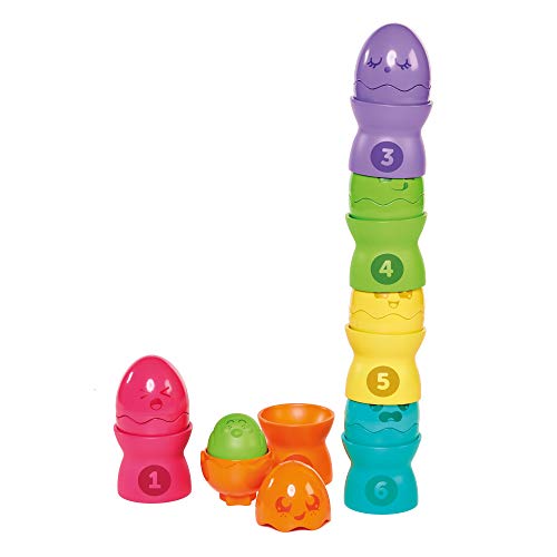 TOMY Toomies E73083C Versteck und Quieck Eier, Stapeleier Set, Lernspielzeug durch Farben und Quietschen, Das perfekte Ostergeschenk, Spielzeug für Babys, Krabbler und kleine Kinder ab 6 Monaten von Toomies