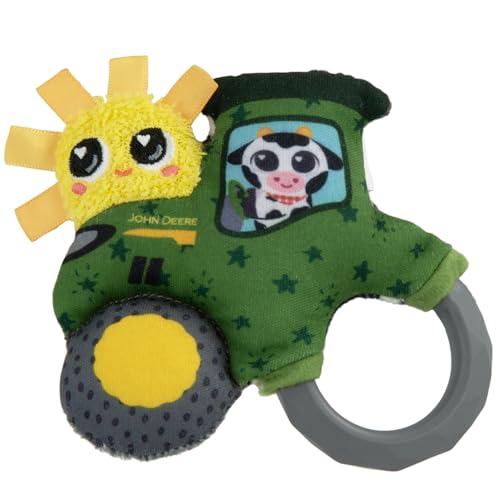 Lamaze John Deere Rassel Mein erster Traktor| Weiche Baby-Rassel leicht zu greifendem Ring, verschiedenen Stoffstrukturen und Bändern | Sensorisches Babyspielzeug ab 0 Monaten von Lamaze